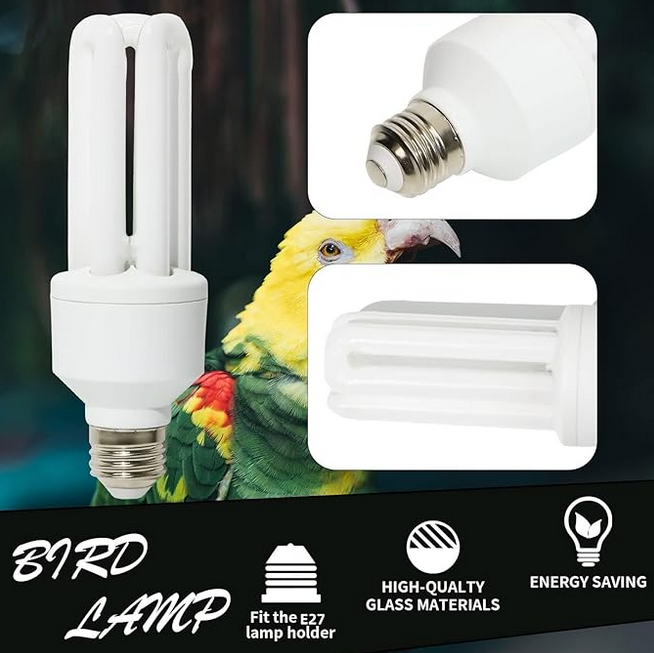 LUCKY HERP UVA UVB Light Bulb for Birds 2.4 UVB 20W Compact Flourescent Lamp for All Kinds Captive Birds [Energy Class E]